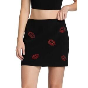 Cinq a Sept Kissing Booth Doris Crystal Jean Skirt in Black 2